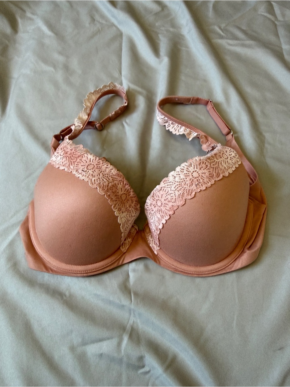 aerie Lace-Trim Padded Bra in Blush Pink